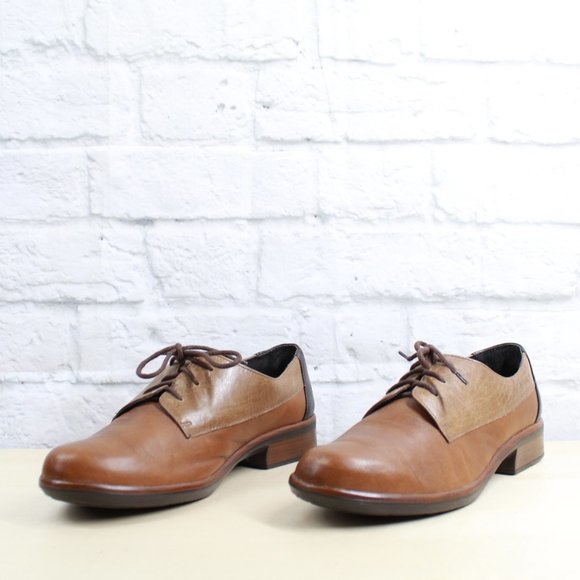 NAOT Brown Black Leather Kedma Lace Up Oxfords Shoes Size 39 / 8 - Picture 2 of 9